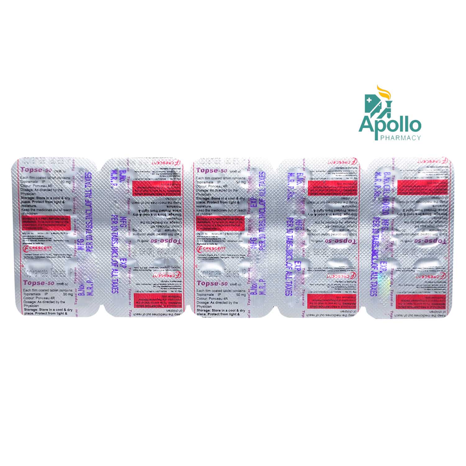 TOPSE 50MG TABLET, Pack of 10 TABLETS TOPSE 50MG TABLET, Pack of 10 TABLETS