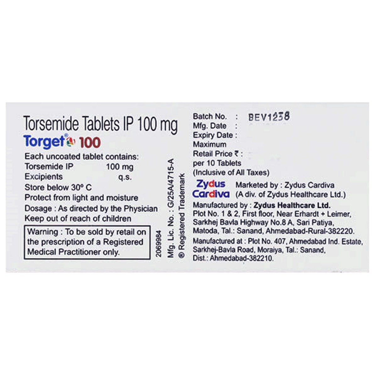 Torget 100 Tablet 10's, Pack of 10 TABLETS Torget 100 Tablet 10's, Pack of 10 TABLETS