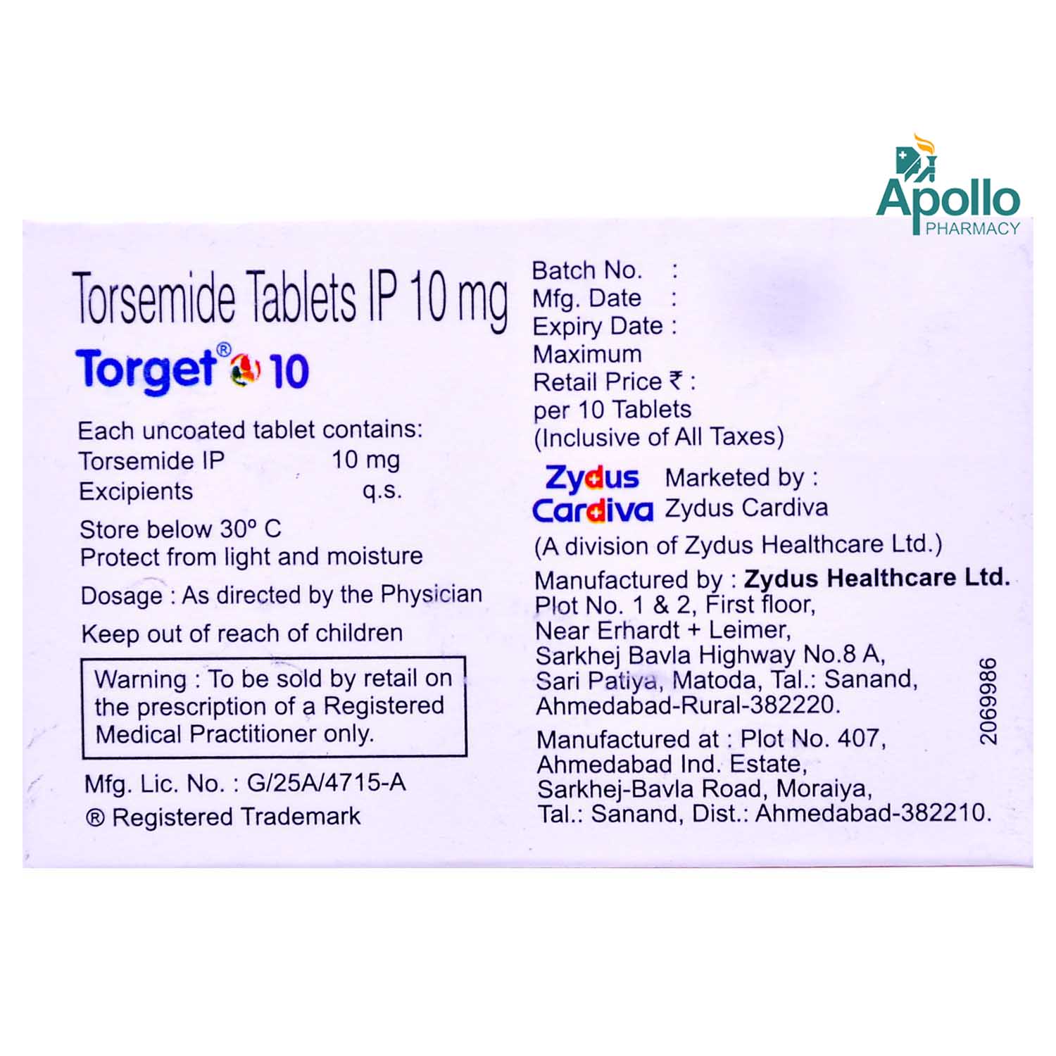Torget 10 Tablet 10's, Pack of 10 TABLETS Torget 10 Tablet 10's, Pack of 10 TABLETS
