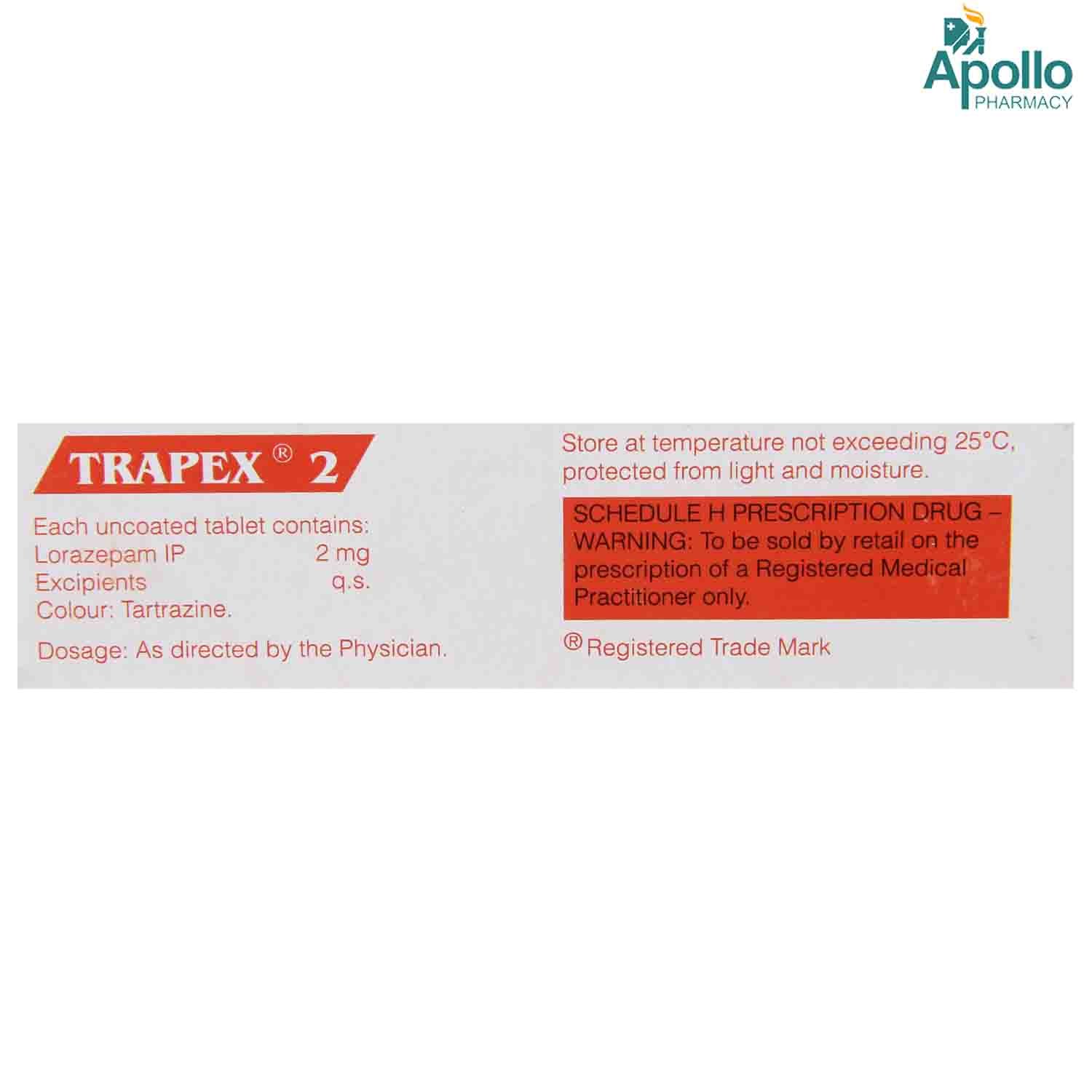 Trapex 2 Tablet 10's, Pack of 10 TABLETS Trapex 2 Tablet 10's, Pack of 10 TABLETS