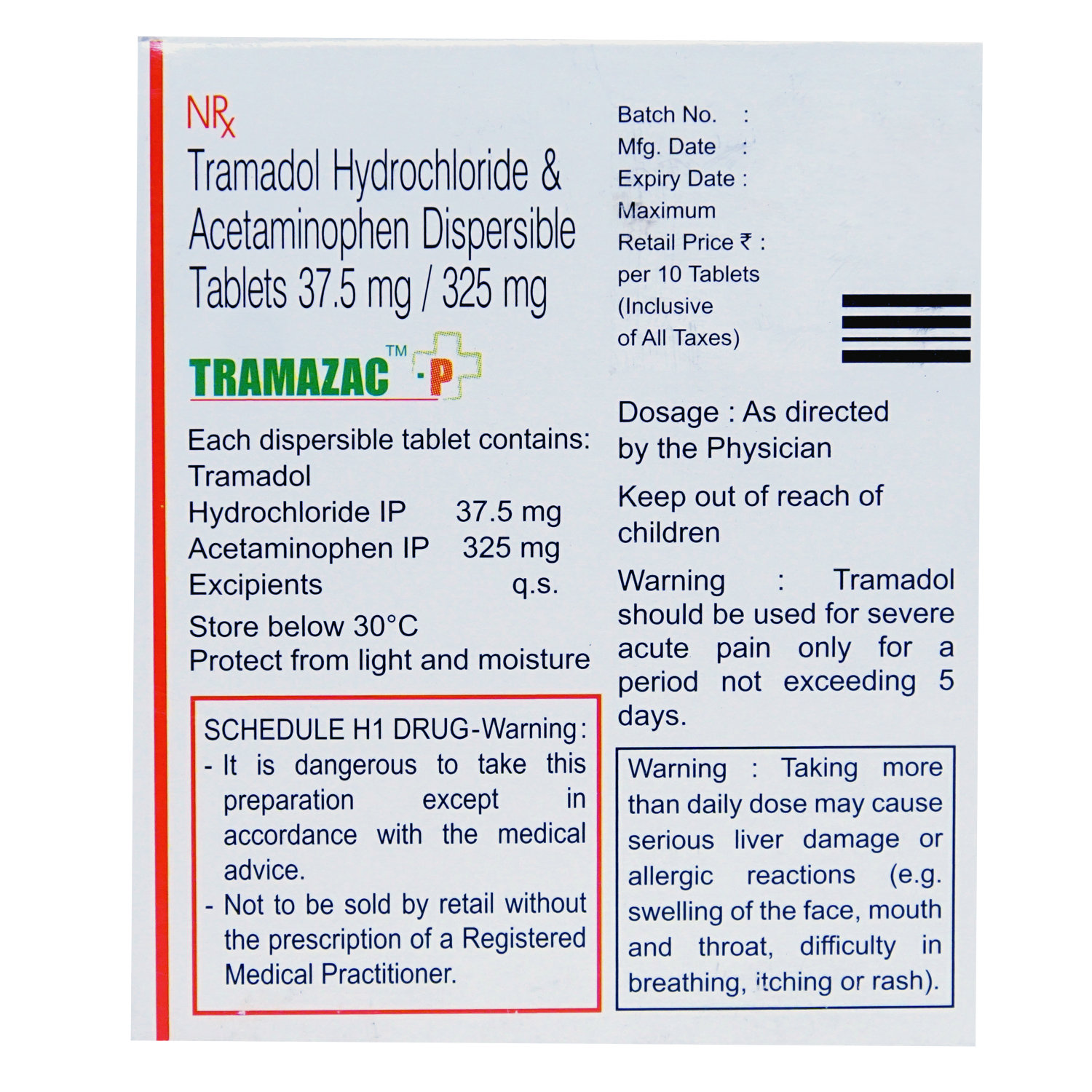 Tramazac-P Tablet 10's, Pack of 10 Tramazac-P Tablet 10's, Pack of 10