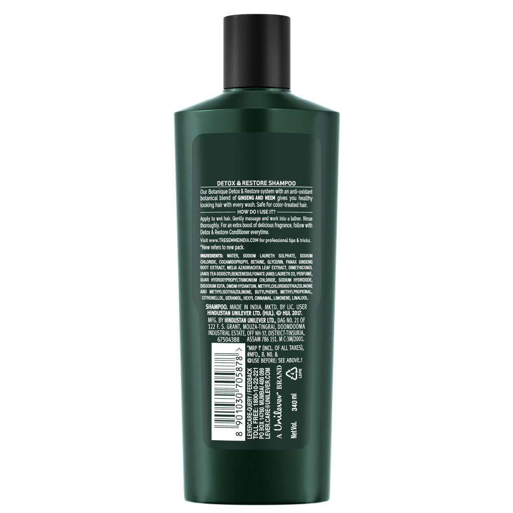 Tresemme Detox & Restore Shampoo, 340 ml, Pack of 1 Tresemme Detox & Restore Shampoo, 340 ml, Pack of 1