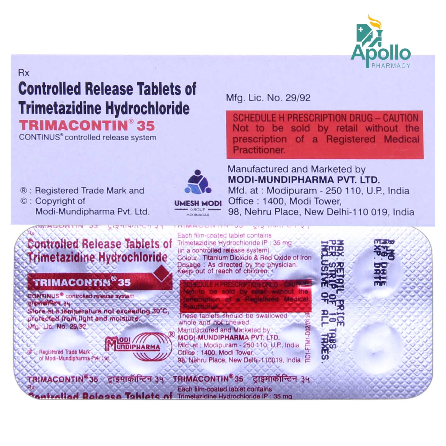 Trimacontin 35 Tablet 10's, Pack of 10 TabletS Trimacontin 35 Tablet 10's, Pack of 10 TabletS