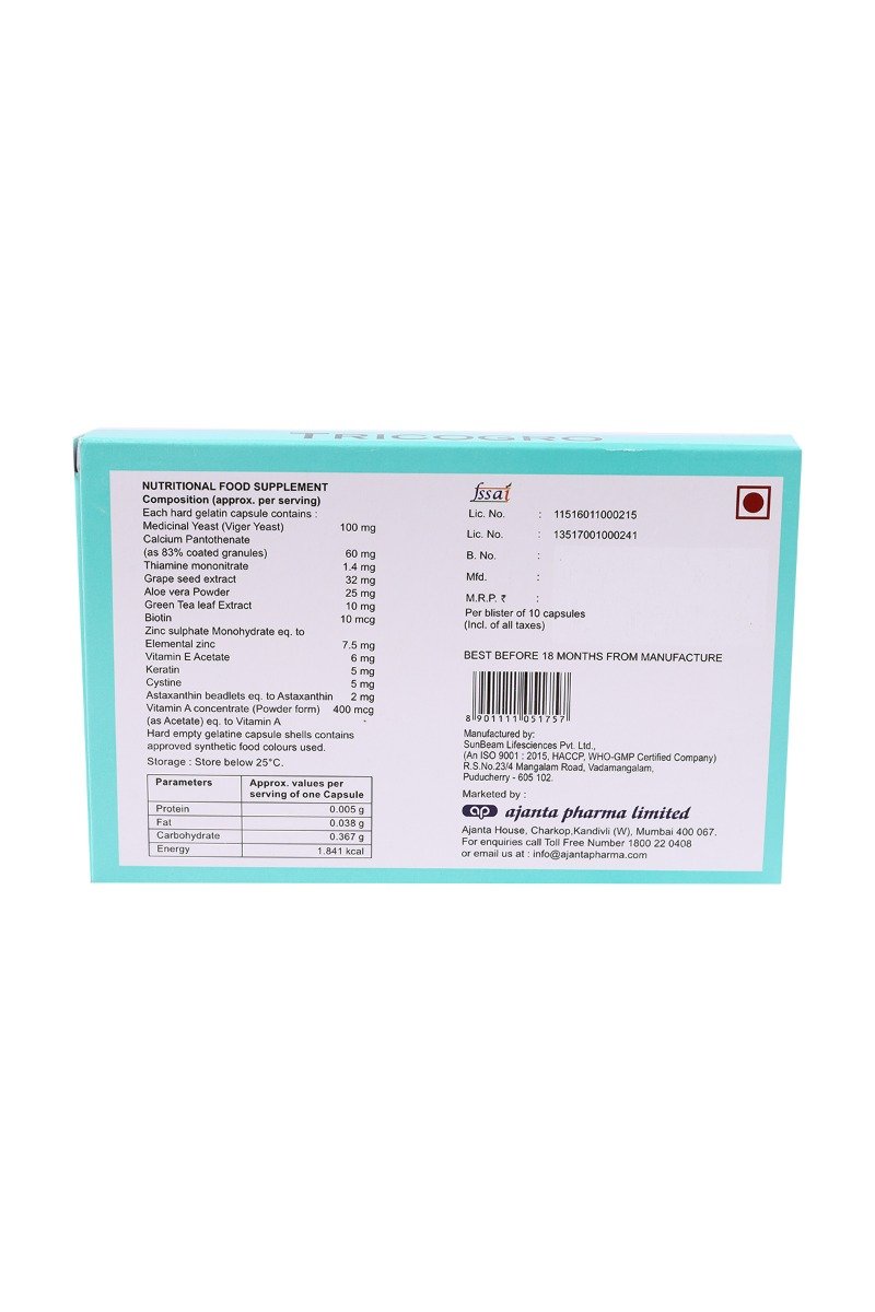 Tricogro Capsule 10's, Pack of 10 Tricogro Capsule 10's, Pack of 10