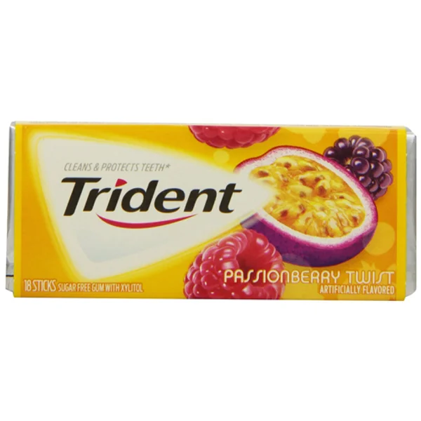 Trident Passionberry Sugar Free Gum, 18 Sticks, Pack of 1