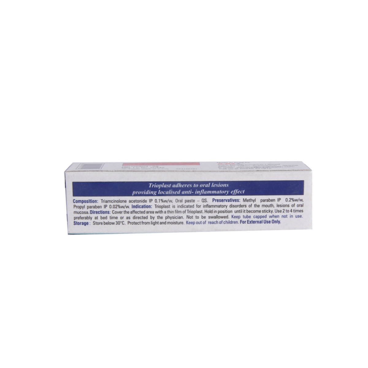 Trioplast Dental Paste 5 gm, Pack of 1 Toothpaste Trioplast Dental Paste 5 gm, Pack of 1 Toothpaste