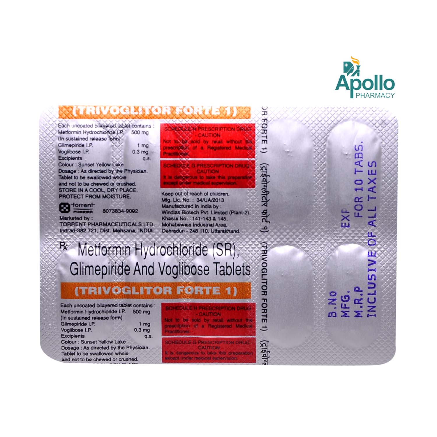 Trivoglitor Forte 1 Tablet 10's, Pack of 10 TABLETS Trivoglitor Forte 1 Tablet 10's, Pack of 10 TABLETS