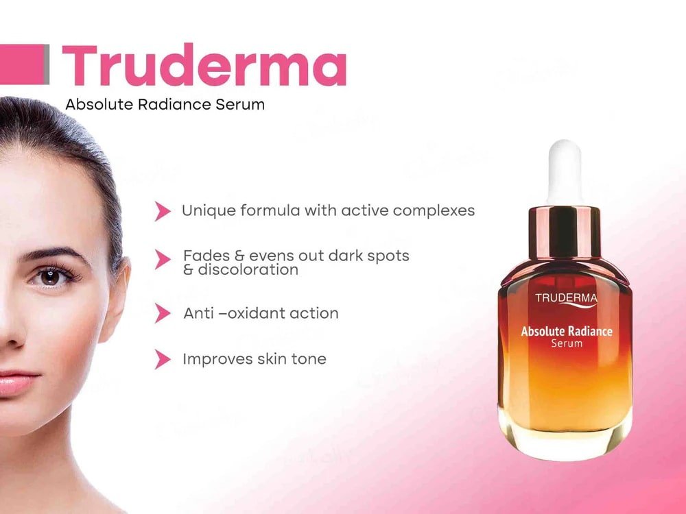 Truderma Absolute Radiance Serum 30 ml | Lightens Dark Spots, Discoloration & Skin Tone, Pack of 1 Truderma Absolute Radiance Serum 30 ml | Lightens Dark Spots, Discoloration & Skin Tone, Pack of 1