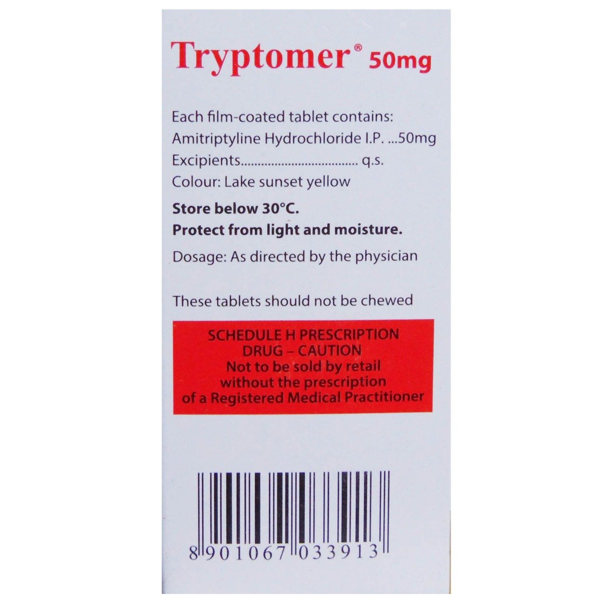 Tryptomer 50mg Tablet 15's, Pack of 15 TABLETS Tryptomer 50mg Tablet 15's, Pack of 15 TABLETS