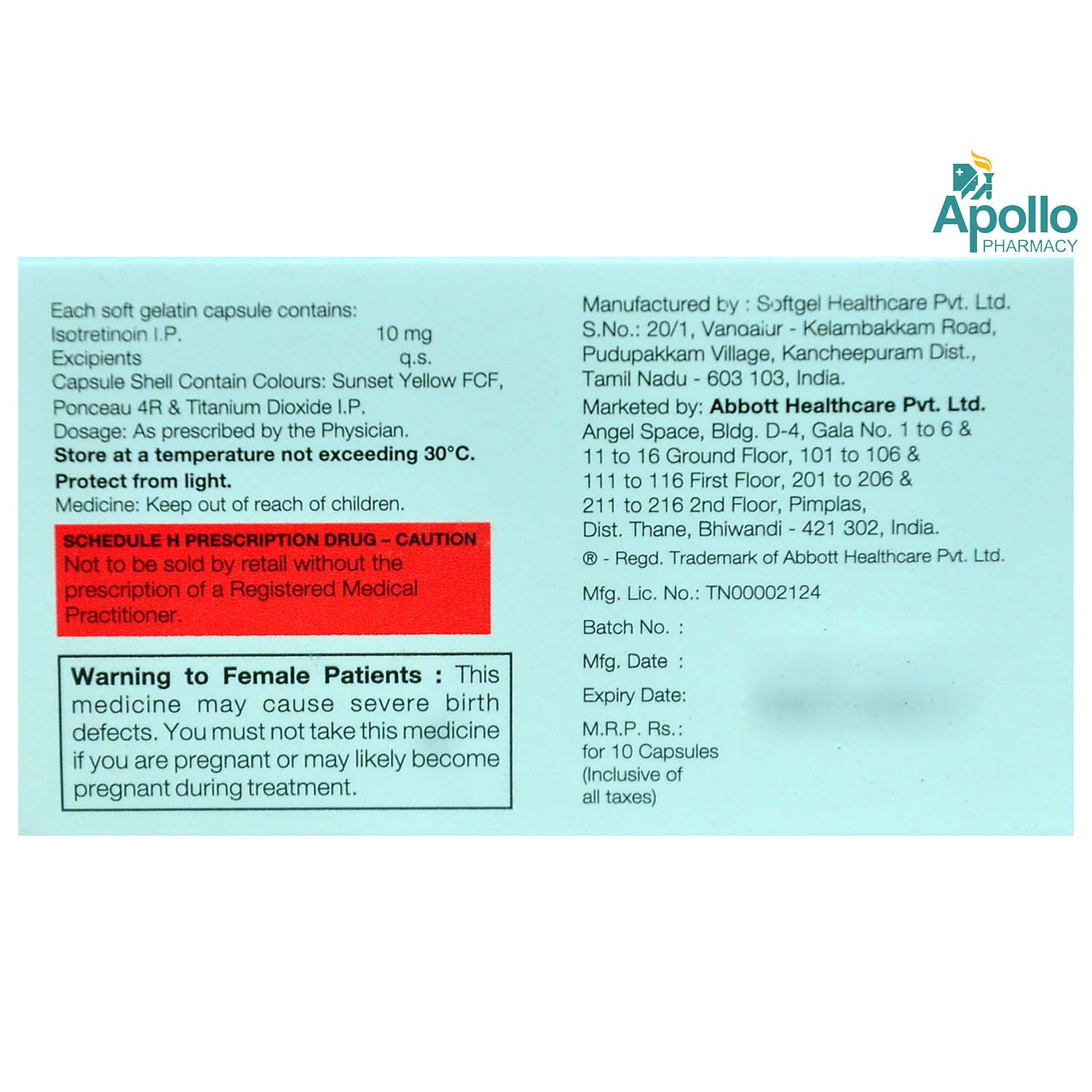 Tufacne 10 Capsule 10's, Pack of 10 CAPSULES Tufacne 10 Capsule 10's, Pack of 10 CAPSULES