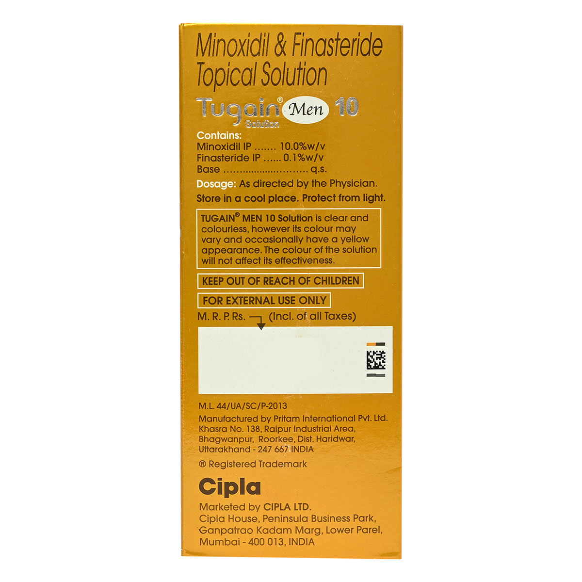 Tugain Men 10% Solution 60 ml, Pack of 1 Solution Tugain Men 10% Solution 60 ml, Pack of 1 Solution