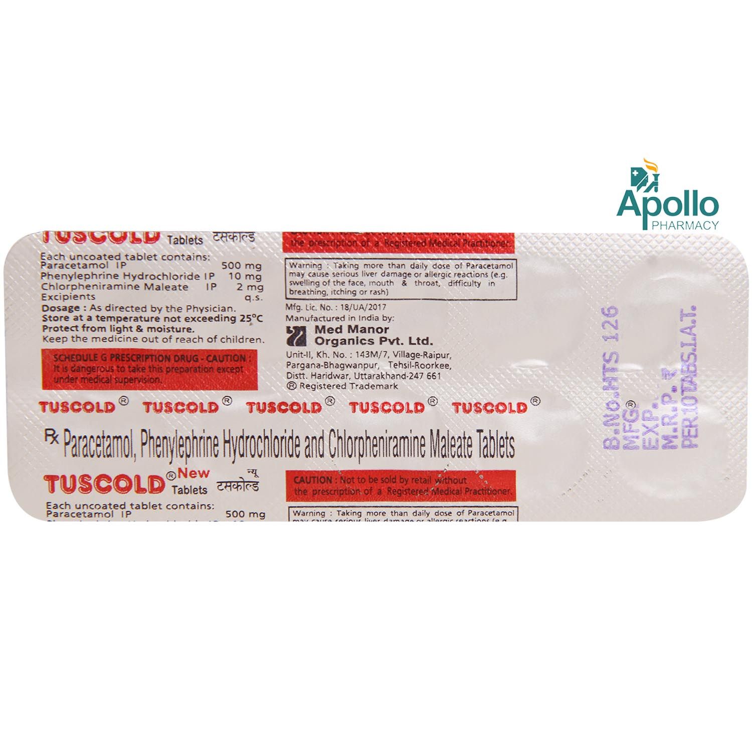 TUSCOLD TABLET 10'S, Pack of 10 TABLETS