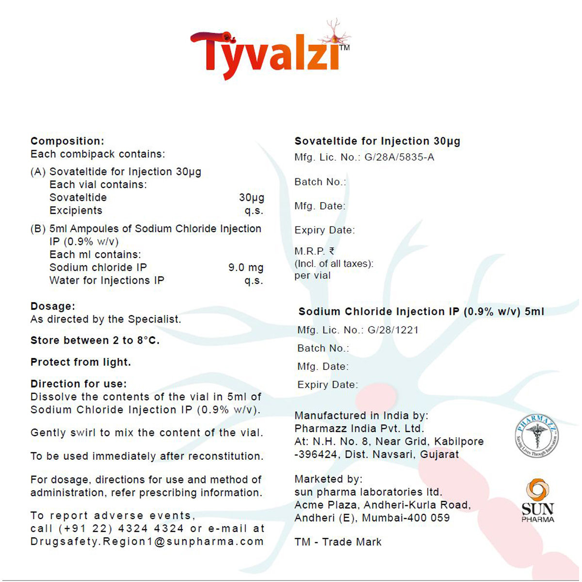 Tyvalzi 30 mcg Combipack Injection 1's, Pack of 1 INJECTION Tyvalzi 30 mcg Combipack Injection 1's, Pack of 1 INJECTION