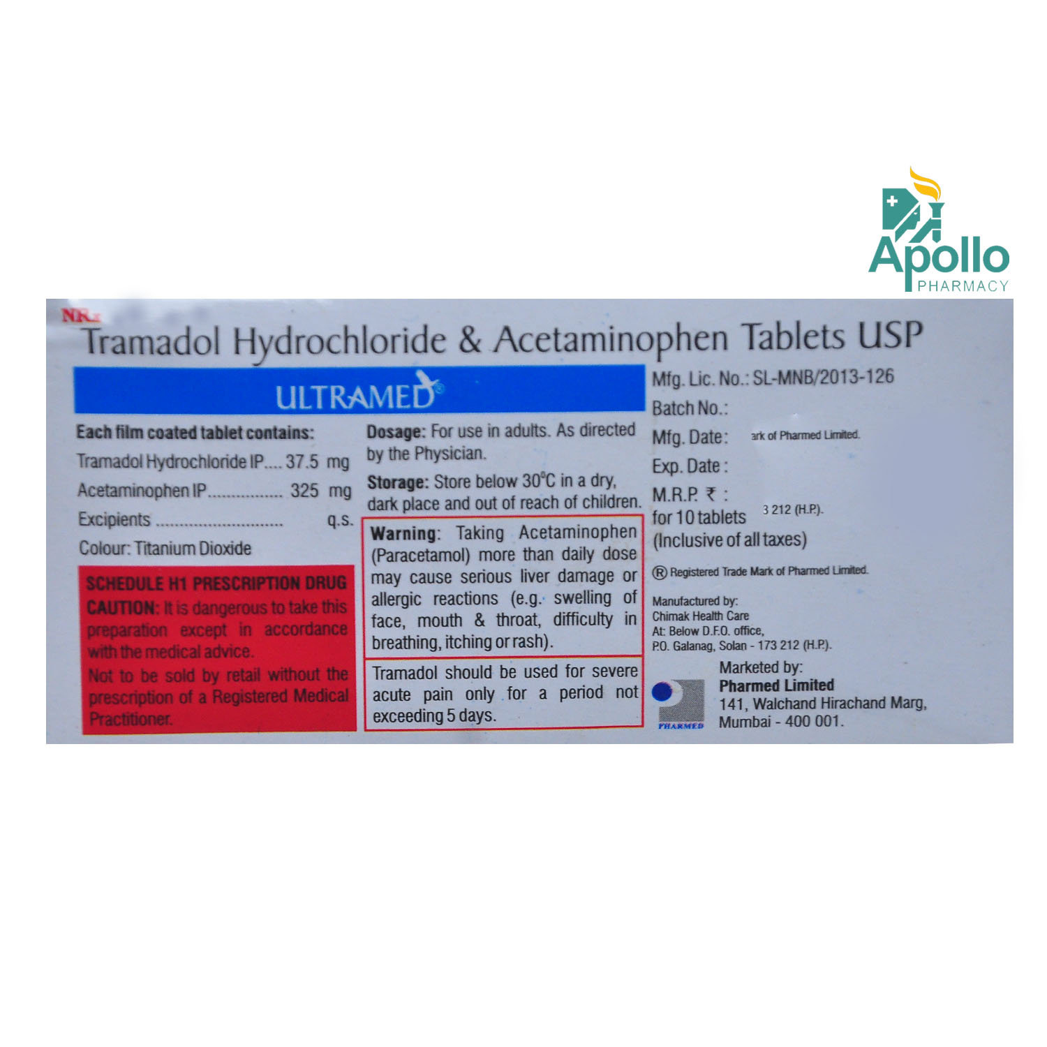 Ultramed Tablet 10's, Pack of 10 Ultramed Tablet 10's, Pack of 10