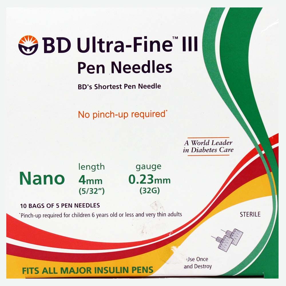 BD UltraFine III Nano 4mm 32G Pen Needles 5's Price, Uses, Side