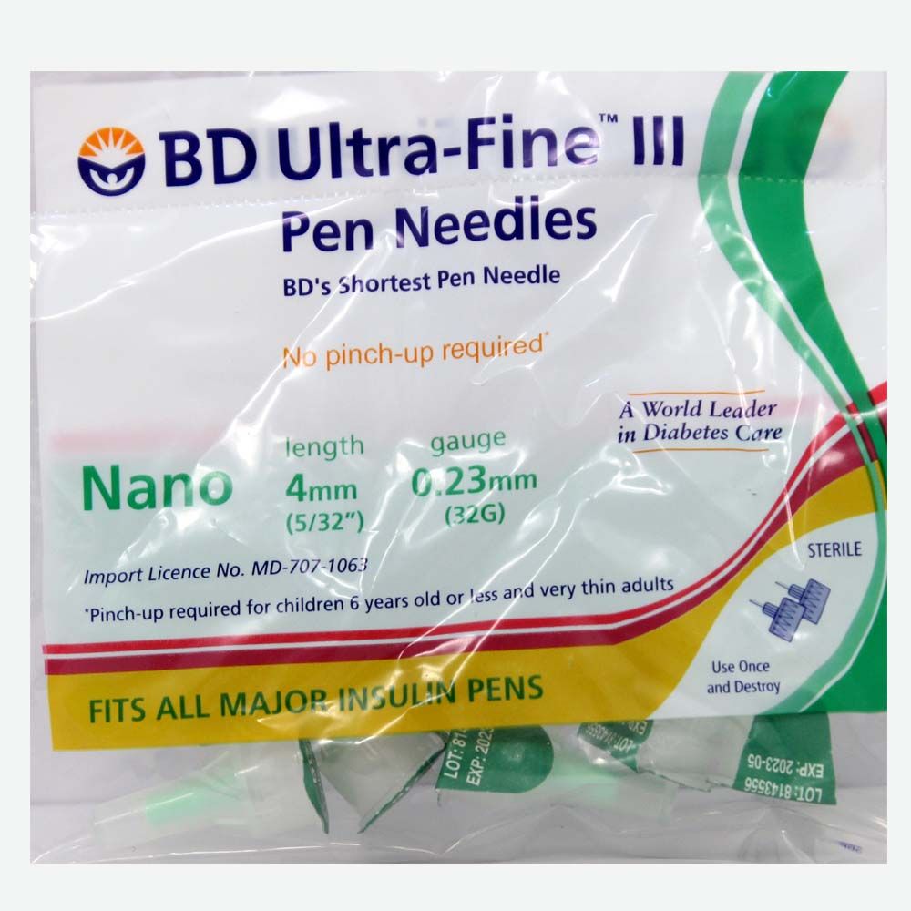 BD Ultra-Fine III Nano 4mm 32G Pen Needles 5's Price, Uses, Side ...