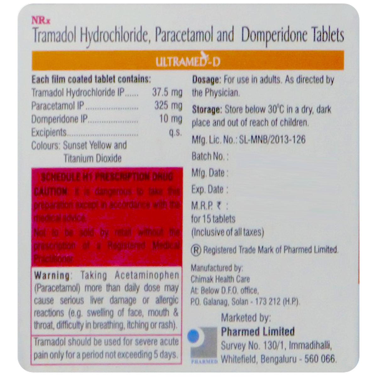 Ultramed-D Tablet 15's, Pack of 15 TabletS Ultramed-D Tablet 15's, Pack of 15 TabletS