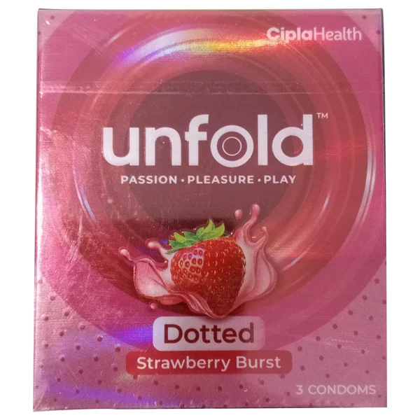 Unfold Dotted Strawberry Burst Condoms, 3 Count