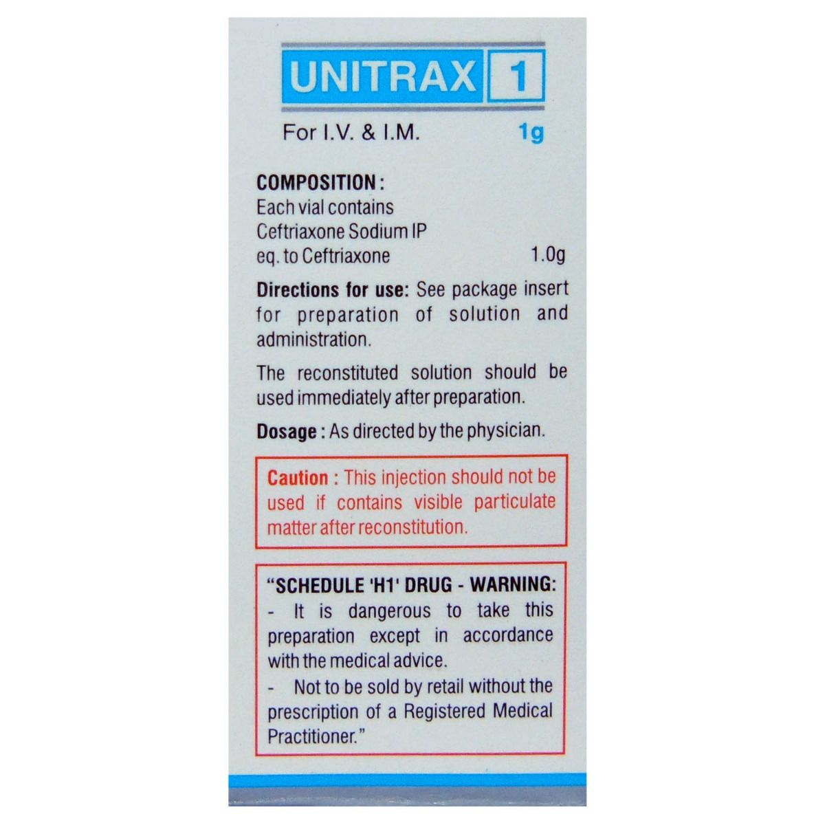 UNITRAX INJECTION 1GM, Pack of 1 INJECTION