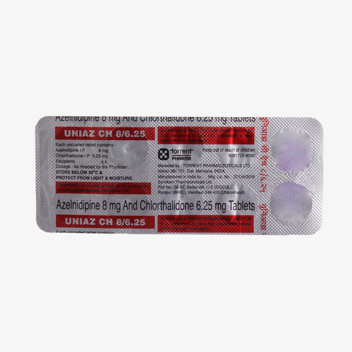 Uniaz CH 8/6.25 Tablet 10's, Pack of 10 TABLETS Uniaz CH 8/6.25 Tablet 10's, Pack of 10 TABLETS