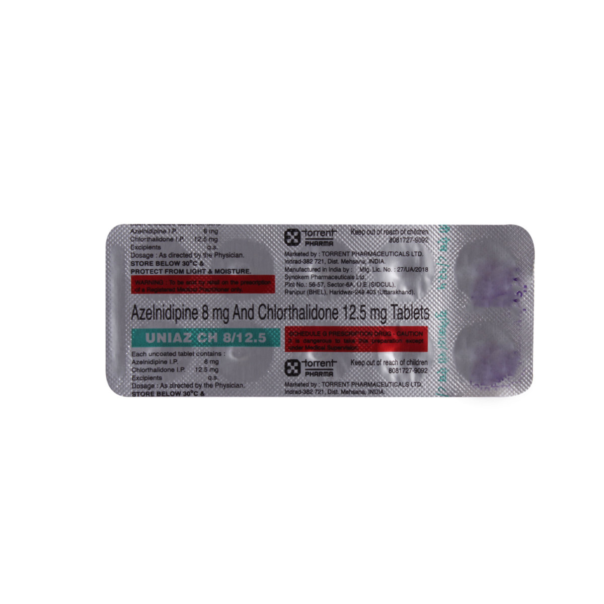 Uniaz CH 8/12.5 Tablet 10's, Pack of 10 TABLETS Uniaz CH 8/12.5 Tablet 10's, Pack of 10 TABLETS