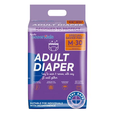 Apollo Essentials Adult Diaper Pant Unisex Medium, 30 Count, Pack of 1