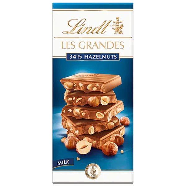 LINDT Les Grands 34% Hazelnuts Milk Chocolate, 150 gm, Pack of 1