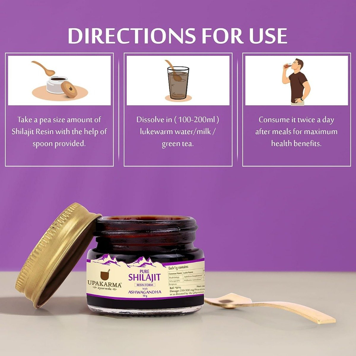 Upakarma Ayurveda Pure Shilajit Resin Form with Ashwagandha, 10 gm, Pack of 1 Upakarma Ayurveda Pure Shilajit Resin Form with Ashwagandha, 10 gm, Pack of 1