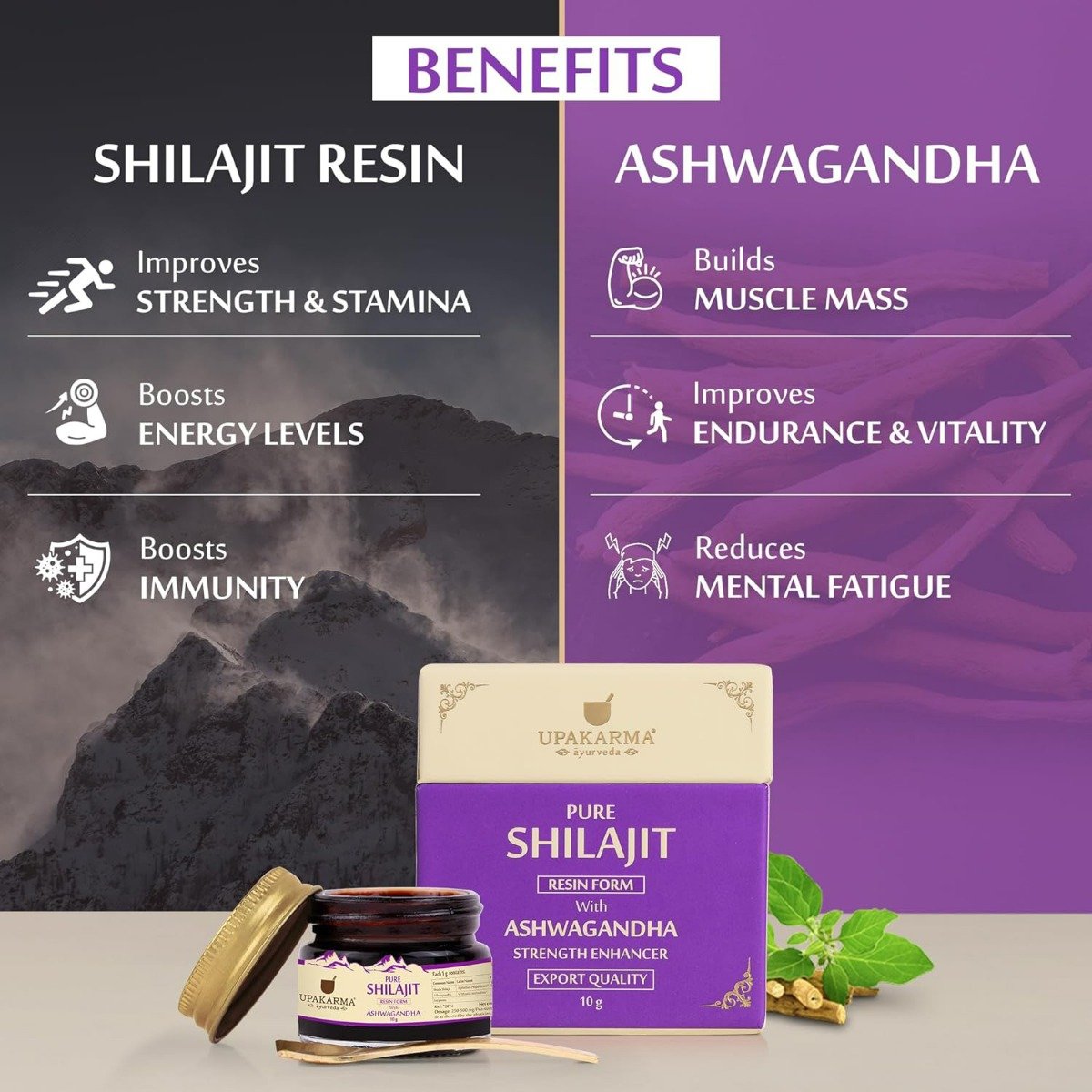 Upakarma Ayurveda Pure Shilajit Resin Form with Ashwagandha, 10 gm, Pack of 1 Upakarma Ayurveda Pure Shilajit Resin Form with Ashwagandha, 10 gm, Pack of 1