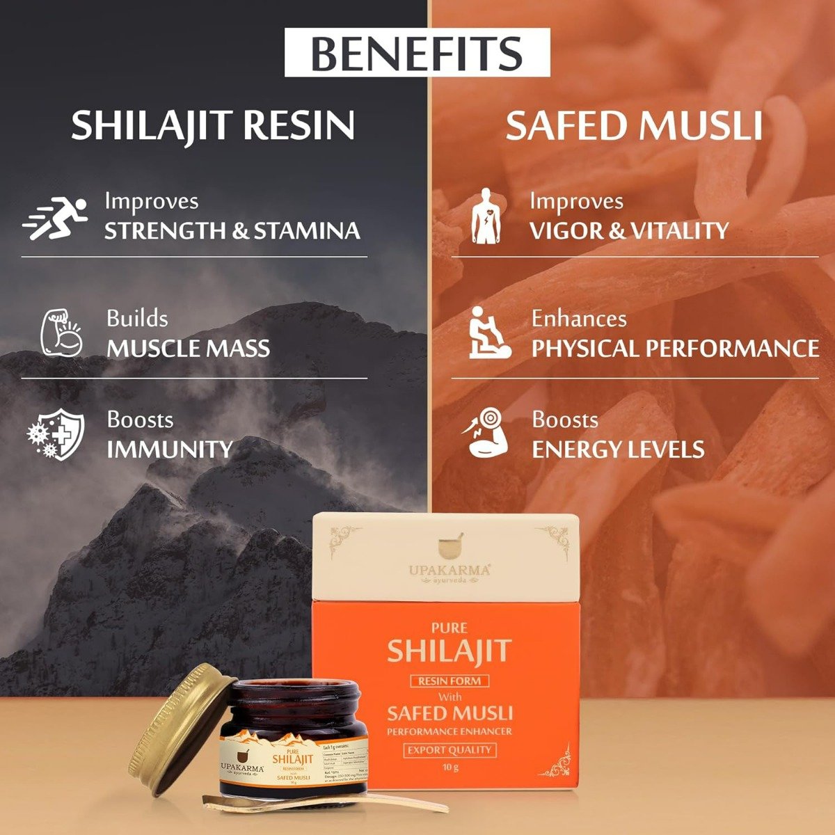 Upakarma Ayurveda Pure Shilajit Resin Form with Safed Musli, 10 gm, Pack of 1 Upakarma Ayurveda Pure Shilajit Resin Form with Safed Musli, 10 gm, Pack of 1