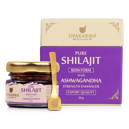 Upakarma Ayurveda Pure Shilajit Resin Form with Ashwagandha, 20 gm
