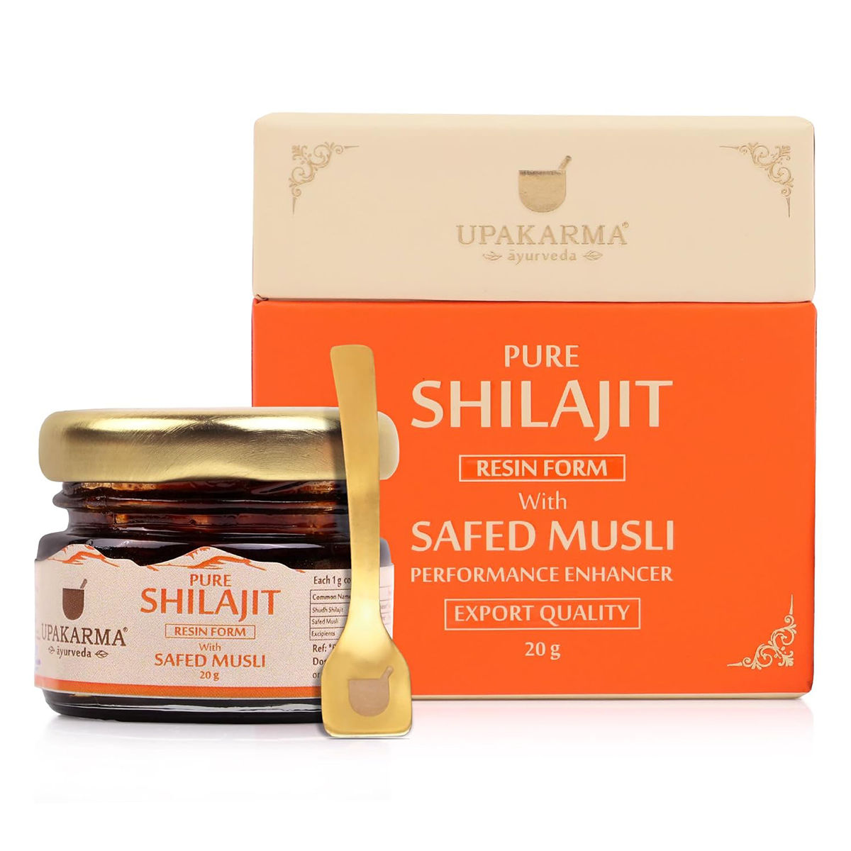 Upakarma Ayurveda Pure Shilajit Resin Form with Safed Musli, 20 gm