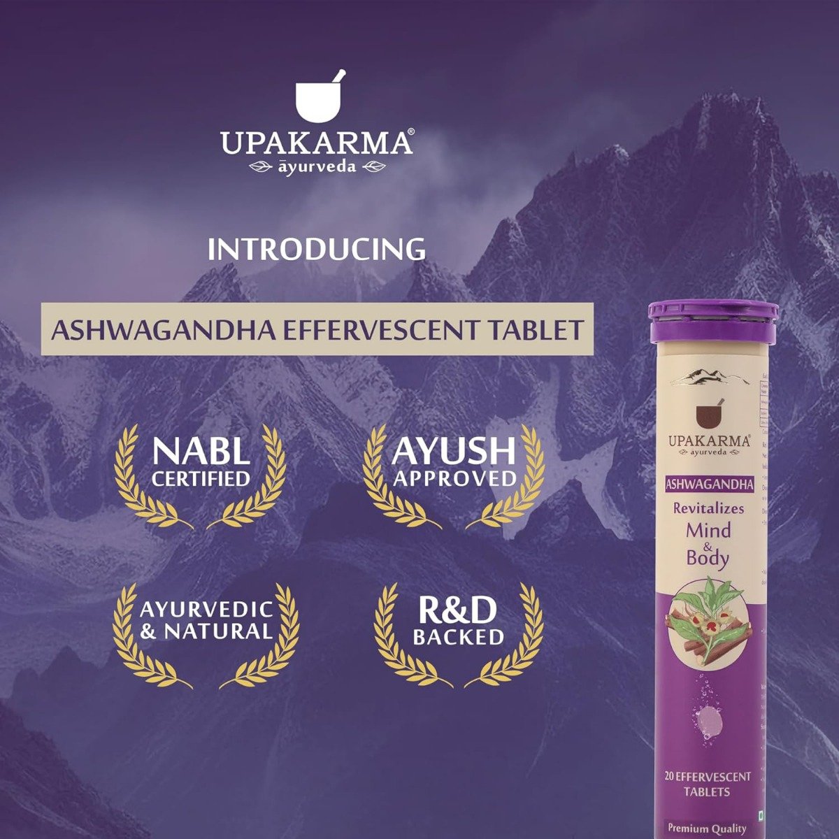 Upakarma Ayurveda Ashwagandha for Mind & Body, 20 Effervescent Tablets, Pack of 1 Upakarma Ayurveda Ashwagandha for Mind & Body, 20 Effervescent Tablets, Pack of 1