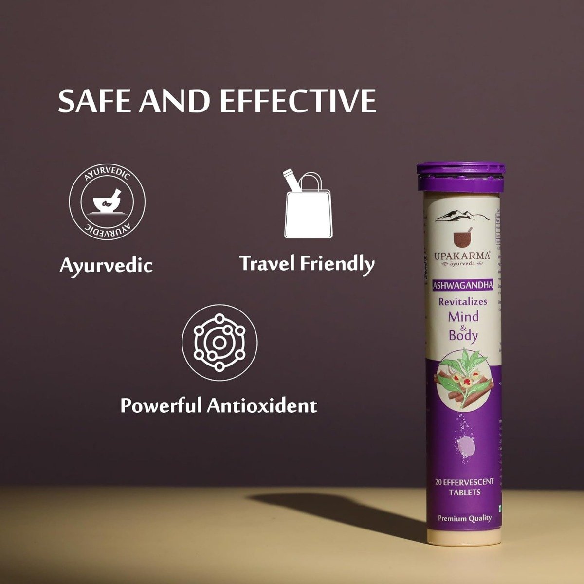 Upakarma Ayurveda Ashwagandha for Mind & Body, 20 Effervescent Tablets, Pack of 1 Upakarma Ayurveda Ashwagandha for Mind & Body, 20 Effervescent Tablets, Pack of 1