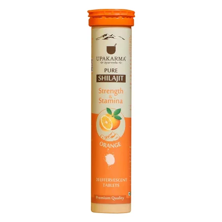 Upakarma Ayurveda Pure Shilajit Orange Flavour, 20 Effervescent Tablets