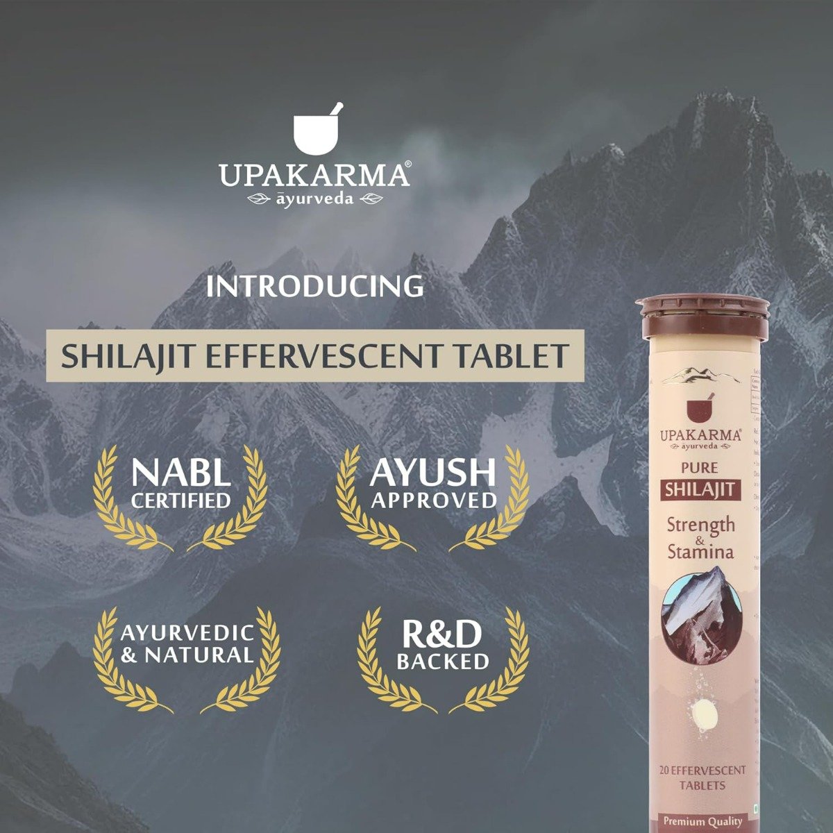 Upakarma Ayurveda Pure Shilajit, 20 Effervescent Tablets, Pack of 1 Upakarma Ayurveda Pure Shilajit, 20 Effervescent Tablets, Pack of 1