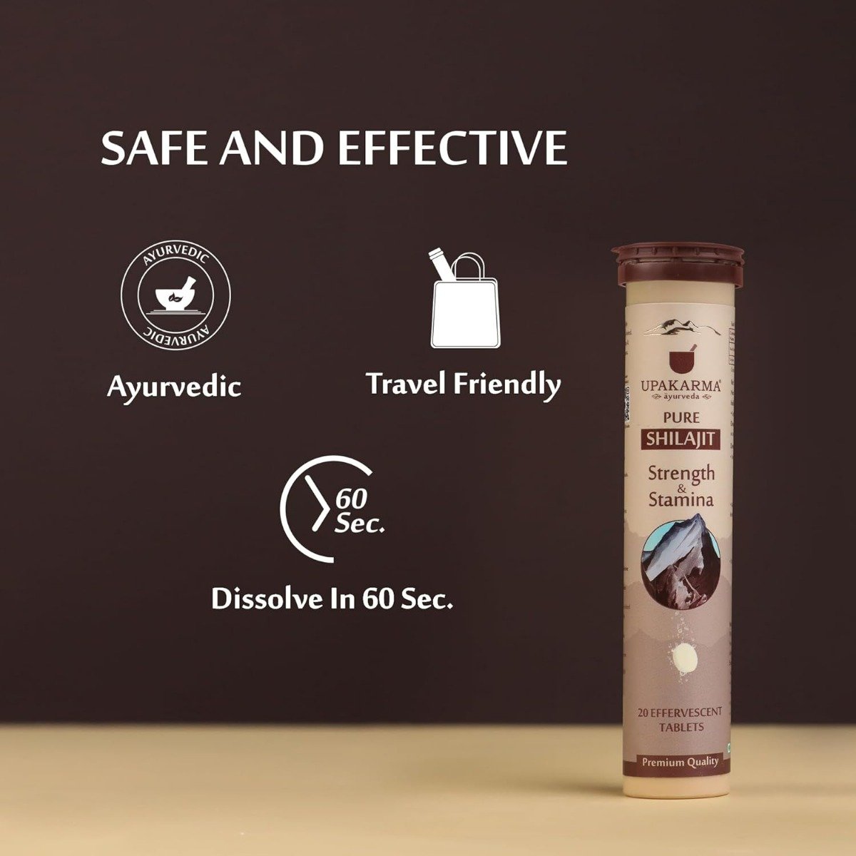 Upakarma Ayurveda Pure Shilajit, 20 Effervescent Tablets, Pack of 1 Upakarma Ayurveda Pure Shilajit, 20 Effervescent Tablets, Pack of 1