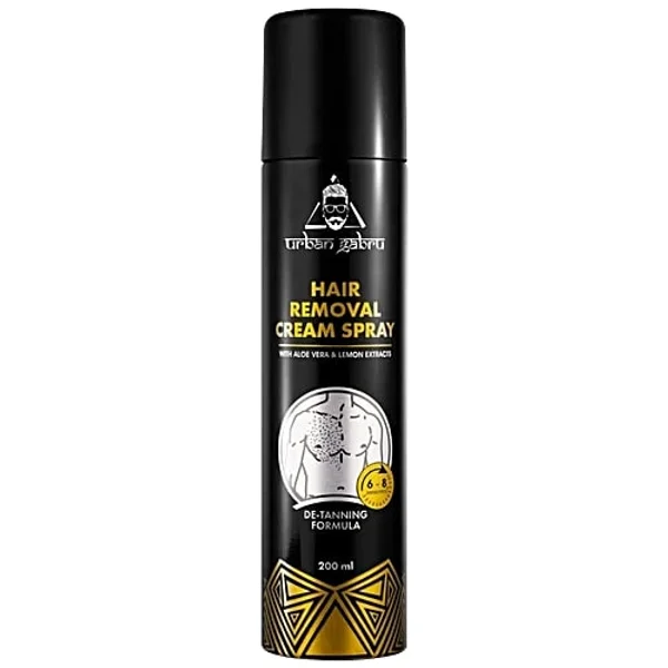 Urbangabru Hair Removal Ceam Spray with Aloevera & Lemon for Men, 200 ml