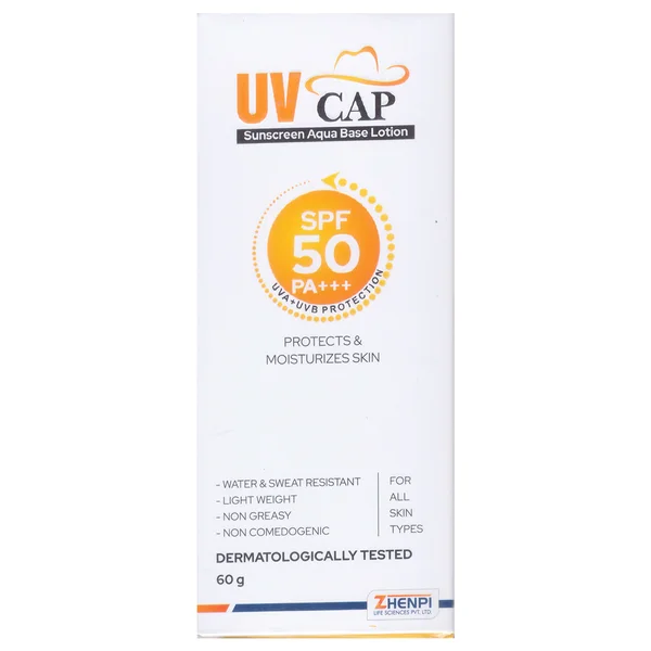UV Cap SPF 50 PA+ Aqua Base Sunscreen Lotion, 60 gm