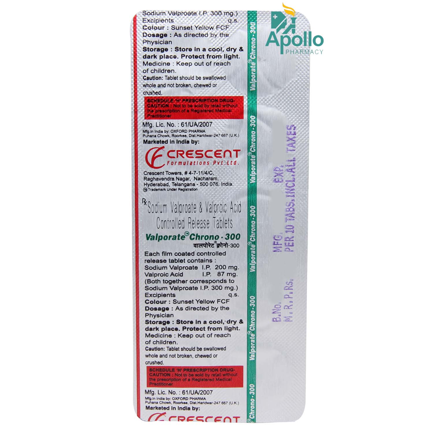 Valporate Chrono 300 Tablet 10's, Pack of 10 TABLETS Valporate Chrono 300 Tablet 10's, Pack of 10 TABLETS