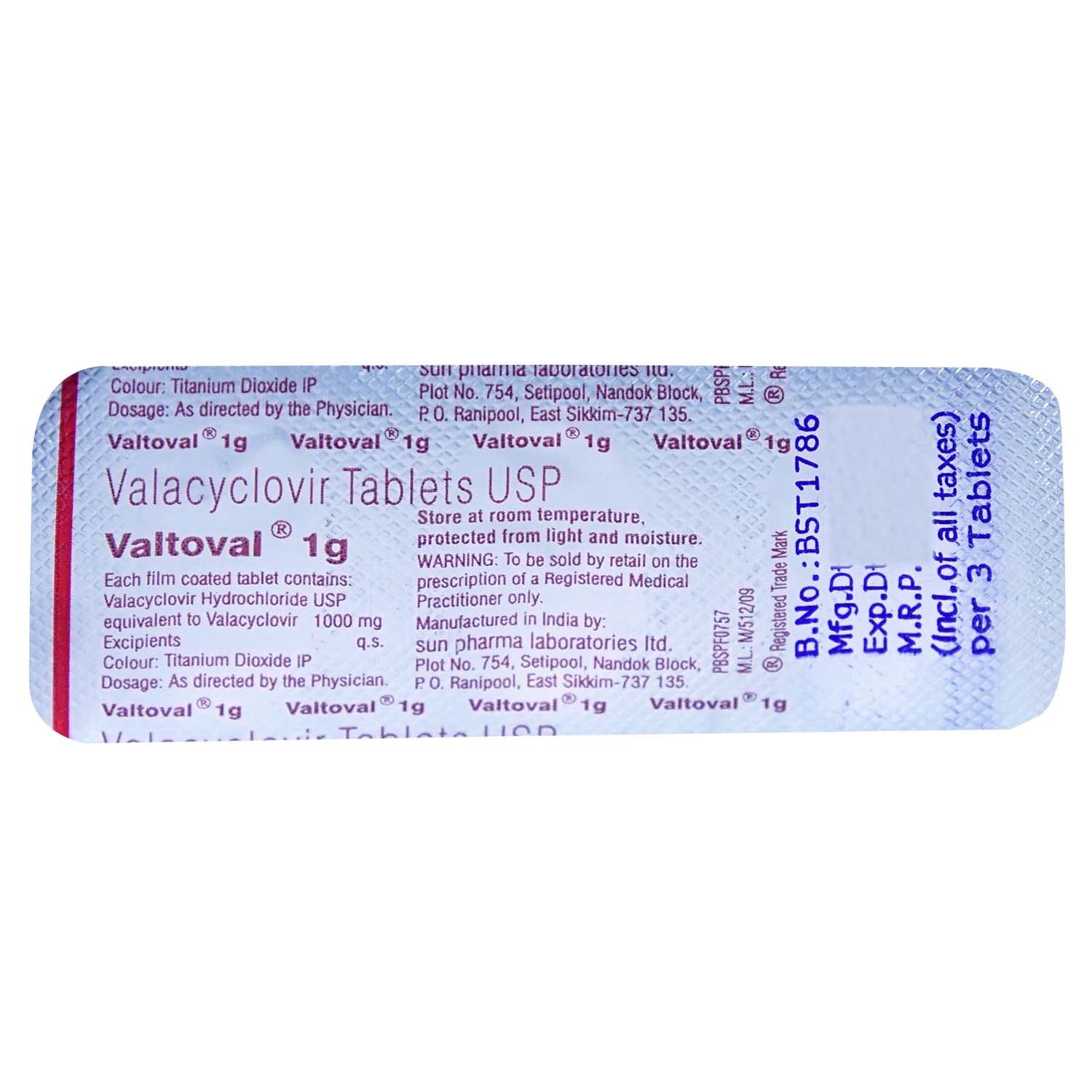Valtoval 1g Tablet 3's, Pack of 3 TABLETS Valtoval 1g Tablet 3's, Pack of 3 TABLETS