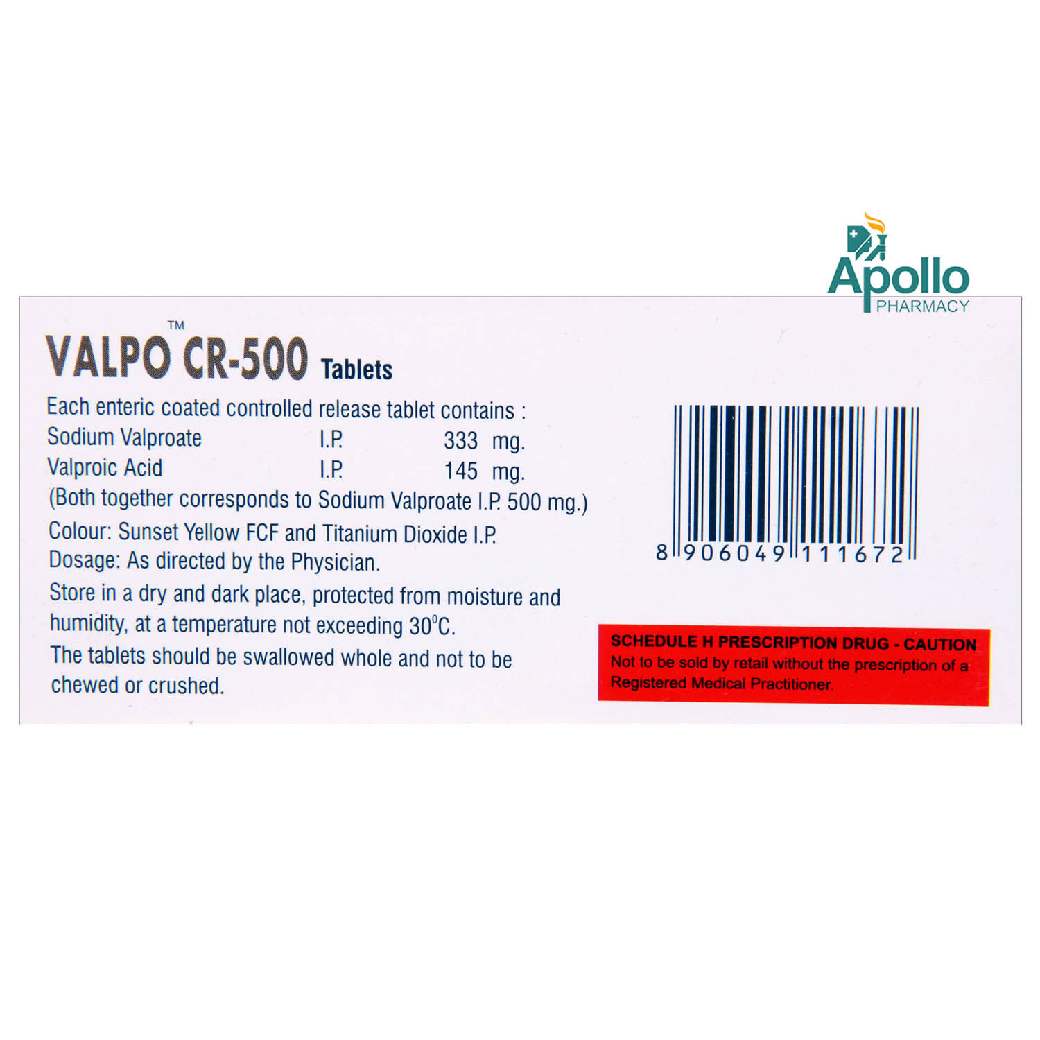 VALPO CR 500MG TABLET Price, Uses, Side Effects, Composition Apollo