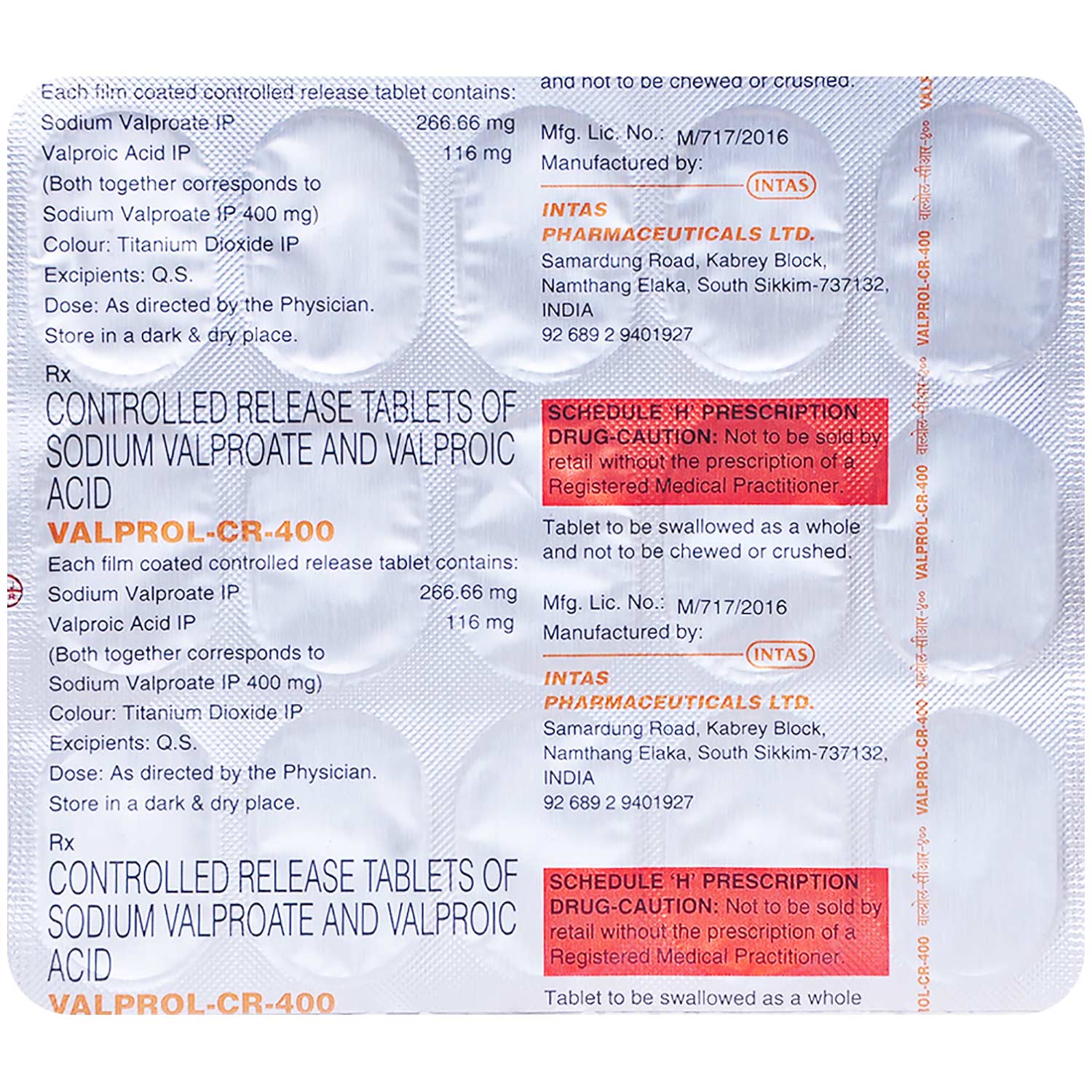 Valprol-CR-400 Tablet 15's, Pack of 15 TABLETS Valprol-CR-400 Tablet 15's, Pack of 15 TABLETS