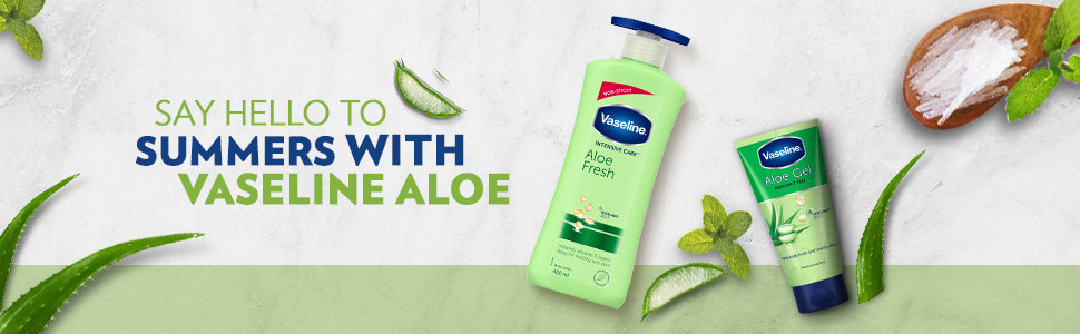 Vaseline Intensive Care Aloe Fresh Body Lotion 400 ml | With 100% Pure Aloe Vera Extract | Deeply Hydrates Skin In Harsh Summer | Non Greasy & Featurelight Fornula | For Dry Skin, Pack of 1 Vaseline Intensive Care Aloe Fresh Body Lotion 400 ml | With 100% Pure Aloe Vera Extract | Deeply Hydrates Skin In Harsh Summer | Non Greasy & Featurelight Fornula | For Dry Skin, Pack of 1