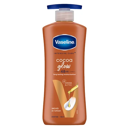 Vaseline Intensive Care Cocoa Glow Body Lotion 400 ml | With Cocoa Butter | Provides 48 hrs Of Moisturization | Non Greasy & Fast Absorbing | For Dry Skin
