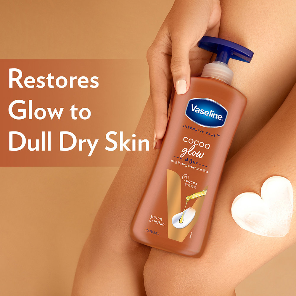 Vaseline Intensive Care Cocoa Glow Body Lotion 400 ml | With Cocoa Butter | Provides 48 hrs Of Moisturization | Non Greasy & Fast Absorbing | For Dry Skin, Pack of 1 Vaseline Intensive Care Cocoa Glow Body Lotion 400 ml | With Cocoa Butter | Provides 48 hrs Of Moisturization | Non Greasy & Fast Absorbing | For Dry Skin, Pack of 1