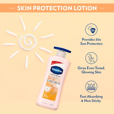 Vaseline Healthy Bright SPF 30 Multivitamin UV Lotion, 400 ml, Pack of 1