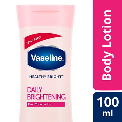 Vaseline Healthy Bright Daily Brightening Body Lotion 100 ml | With Vitamin B3 &amp; Triple Sunscreens | Gives Radiant Looking Skin In 2 Weeks | Light &amp; Non Greasy Formula, Pack of 1