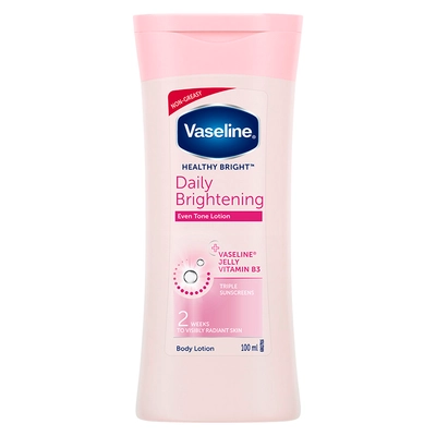 Vaseline Healthy Bright Daily Brightening Body Lotion 100 ml | With Vitamin B3 &amp; Triple Sunscreens | Gives Radiant Looking Skin In 2 Weeks | Light &amp; Non Greasy Formula, Pack of 1