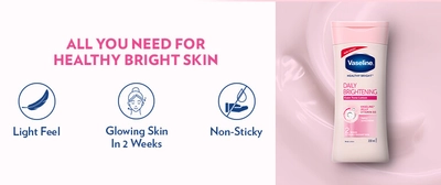 Vaseline Healthy Bright Daily Brightening Body Lotion 200 ml | With Vitamin B3 &amp; Triple Sunscreens | Gives Radiant Looking Skin In 2 Weeks | Light &amp; Non Greasy Formula, Pack of 1